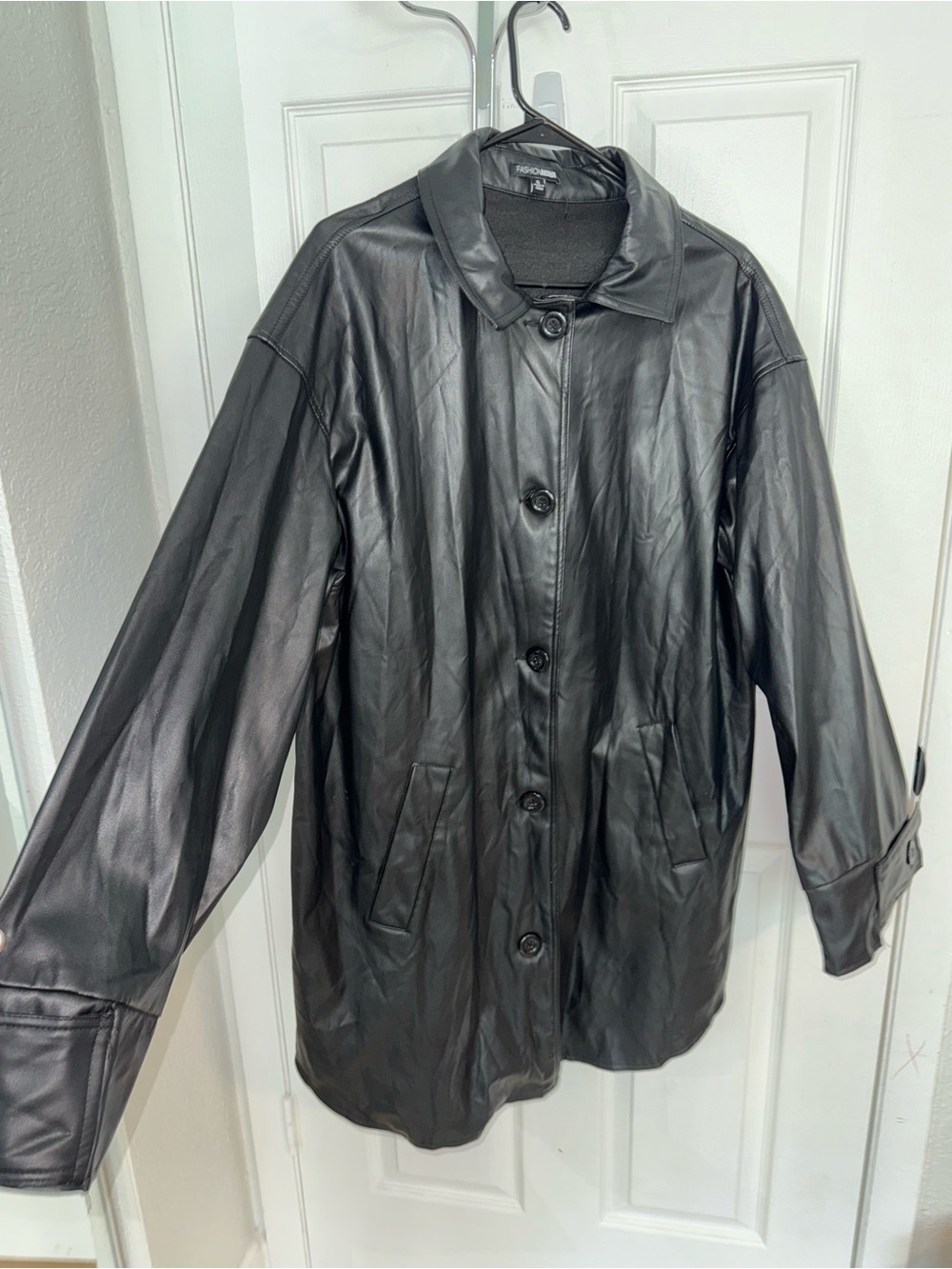 Fashion Nova Black Leather Trench Coat